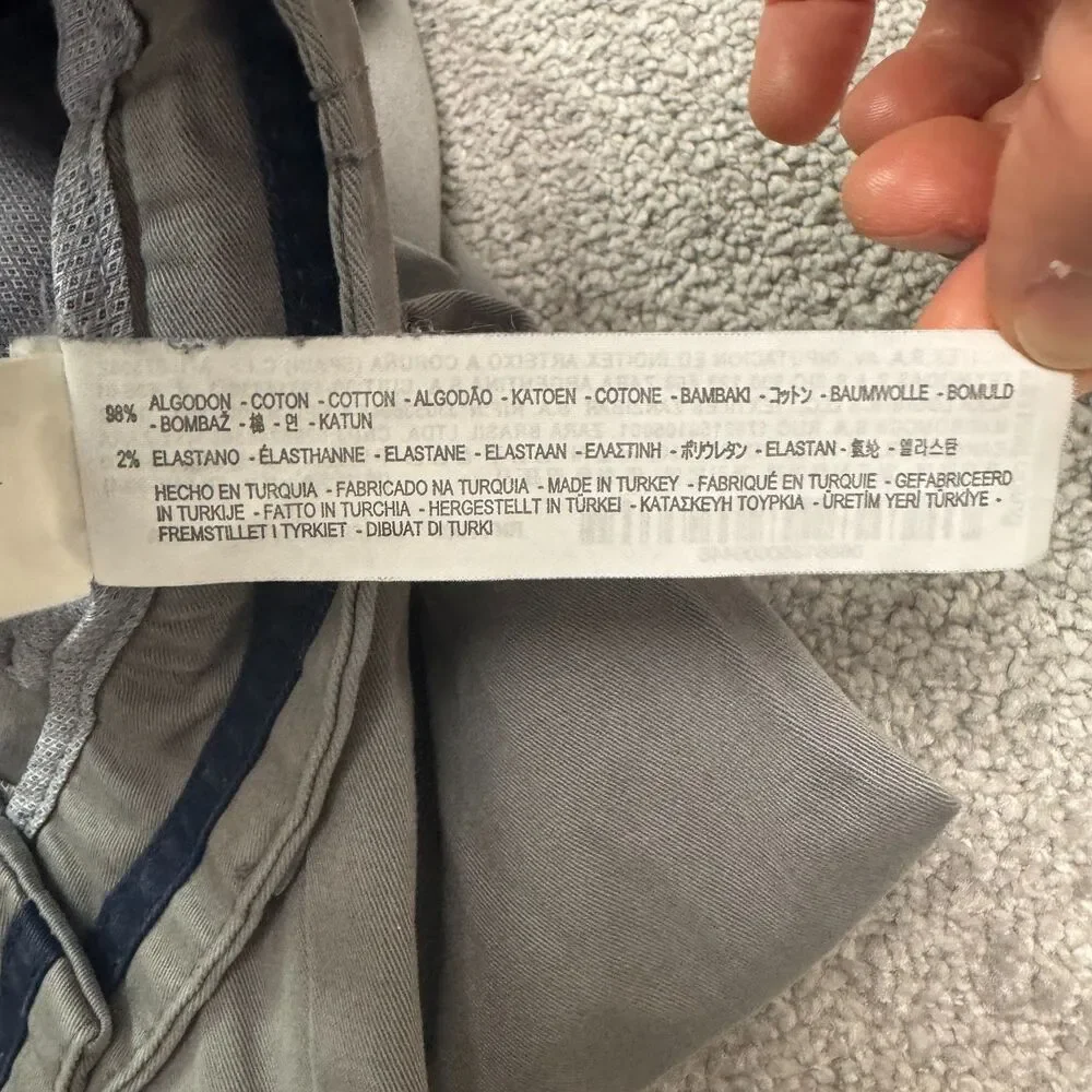 Zara Man Basic Collection Chino Pants Men 34 Gray Straight Leg Flat Front Cotton